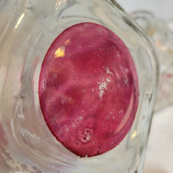 Vintage Decanters Crystal Cranberry Liquor Heavy Cut Glass Whiskey Set of 2 - Picture 8 of 16